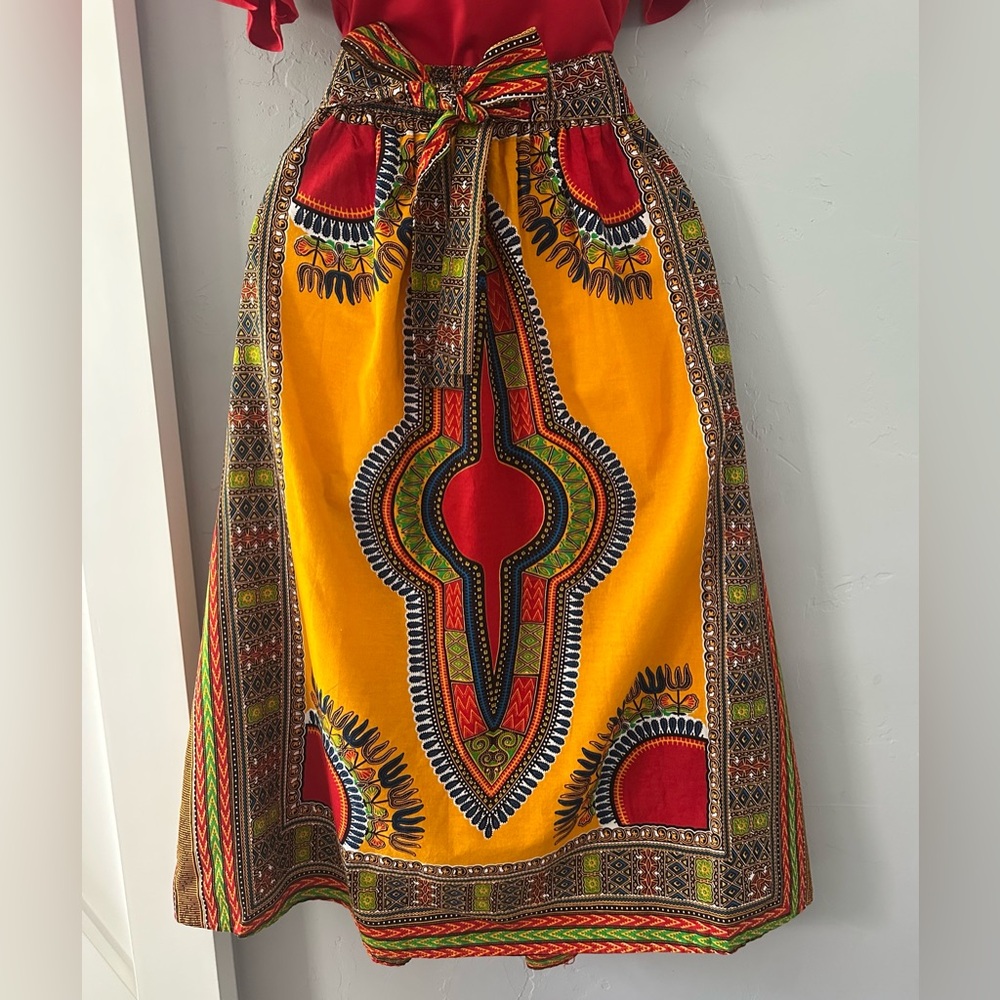 Look at me Vibrant Yellow Dashiki Print Maxi Skirt